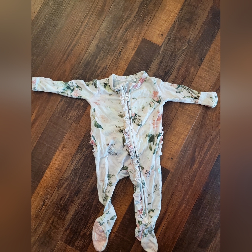 Posh peanut Newborn floral bamboo pajamas vintage rose